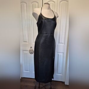 Design Lab Lord & Taylor Faux Leather Midi Dress